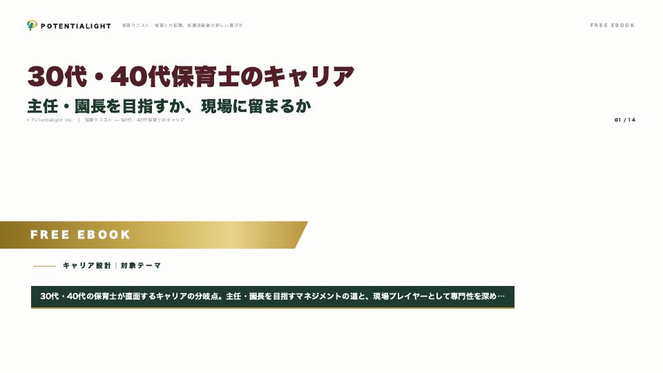 30代・40代保育士のキャリア eBook表紙